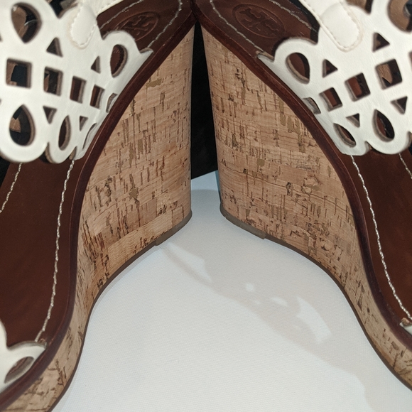 Tory Burch Nori White Leather Wedge Sandal 8.5 - Picture 3 of 13